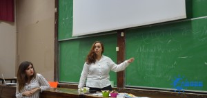 Team member Elena presents at a Human Rights workshop for AEGEE-Athina. 