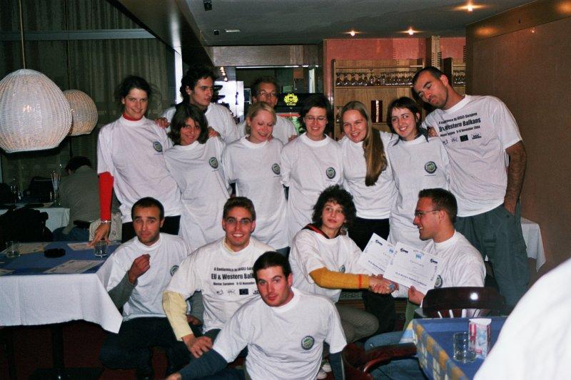 EU & Western Balkans (09.11.2004 - 13.11.2004) - Conference & Nightlife: Theijs's pictures - 57: Proud of their diploma and T-shirt sponsored by a beer company
