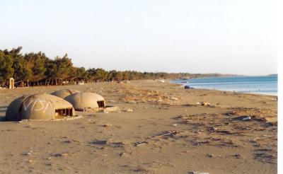 4: Shëngjin beach with traditional bunker
