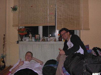 2: Michiel and me on our beds at our lodger's house.