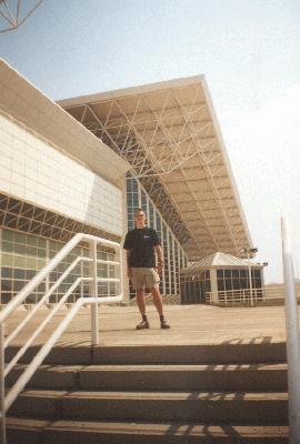 8: Wim in front of the sports hall.