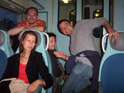 14: ..while some are still fooling around on the train...