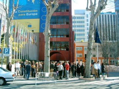 12: AEGEE group, minute of silence in front of the EU Representation in Spain.