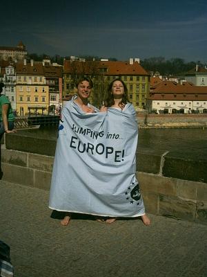 4: Michiel M and Marieke, from AEGEE-Enschede with the TravelTeam flag:)