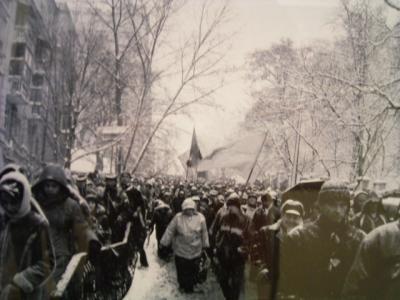 6: photo of a photo of one of the first demonstration rally's