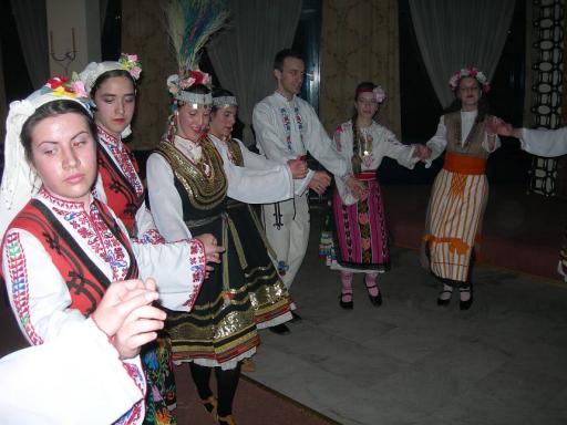 25: Traditional dancing - the dessert to the first night's dinner in hostel Pliska.