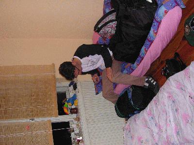 1: We arrived at our lodger's house. You can see Michiel sitting on his bed.